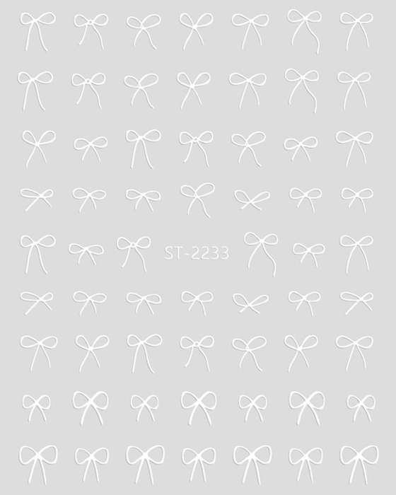 Nail Sticker 3D - 2233 - Bow - White