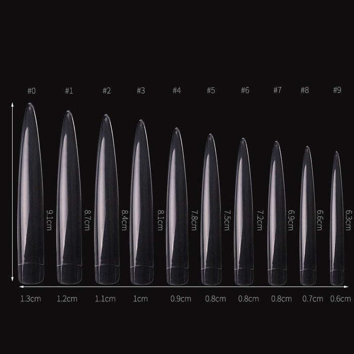 Stiletto - XXL Half Cover Nail Tips - 10pcs - Clear