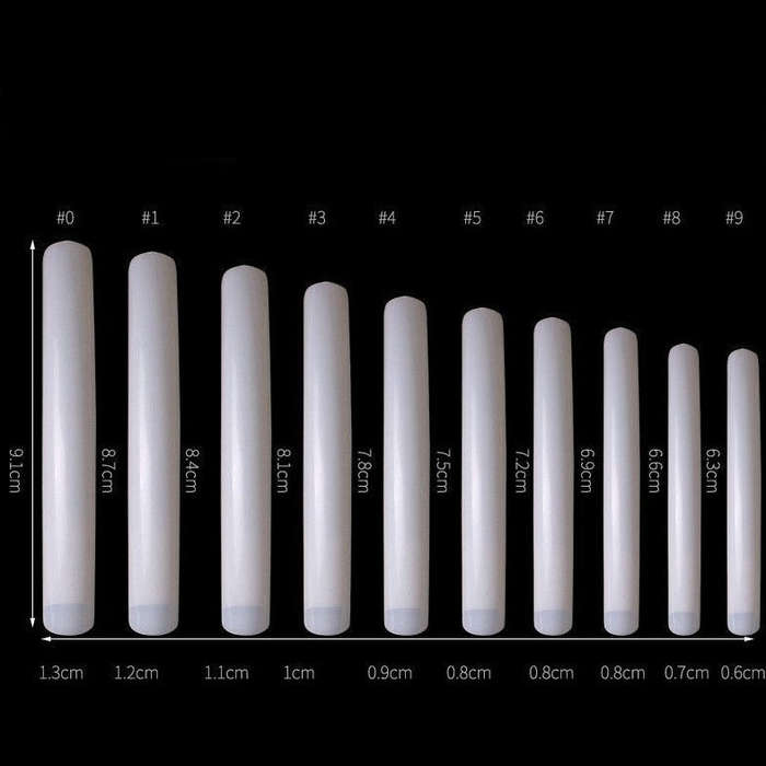 Full / Squoval / Square - XXL Half Cover Nail Tips - 10pcs - Natural