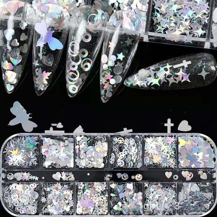 Laser Nail Decoration - 12 Grid Box