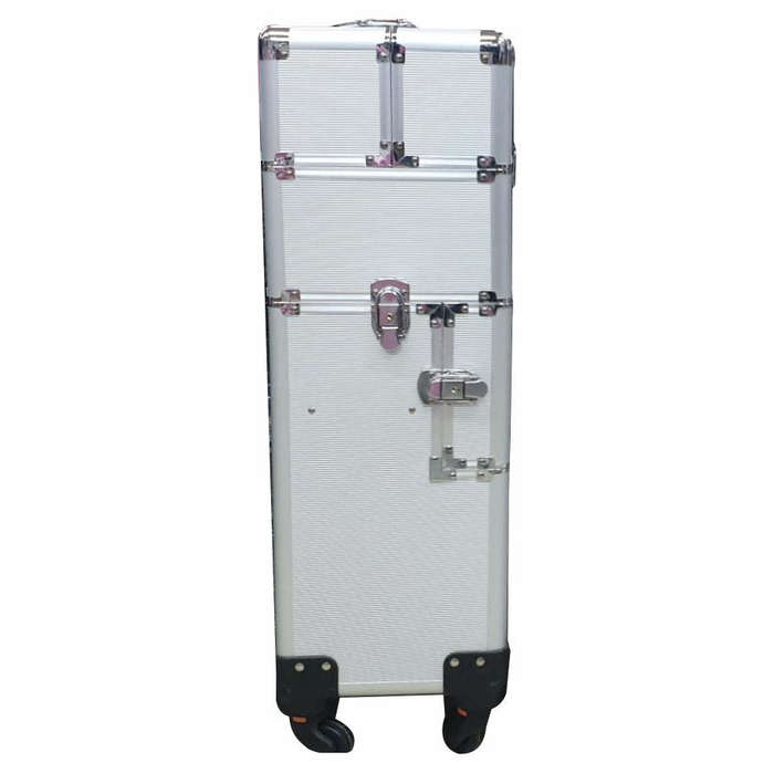 Storage Case - Professional Beauty Case / Makeup Case Trolley - 2 Layer (Big) - Silver