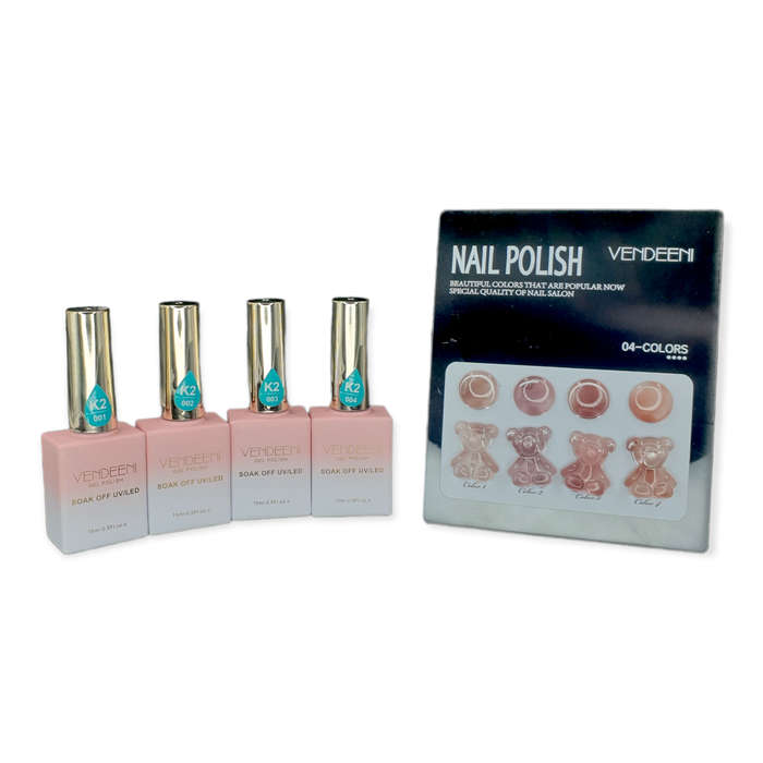 Vendeeni - UV Gel Polish - 4pcs Set - K2 - Transparent Brown/Nude