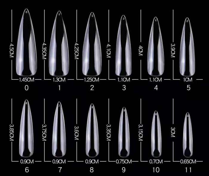 Stiletto - XL Long Full Cover / Press On Nail Tips - 120pcs - Box - Clear