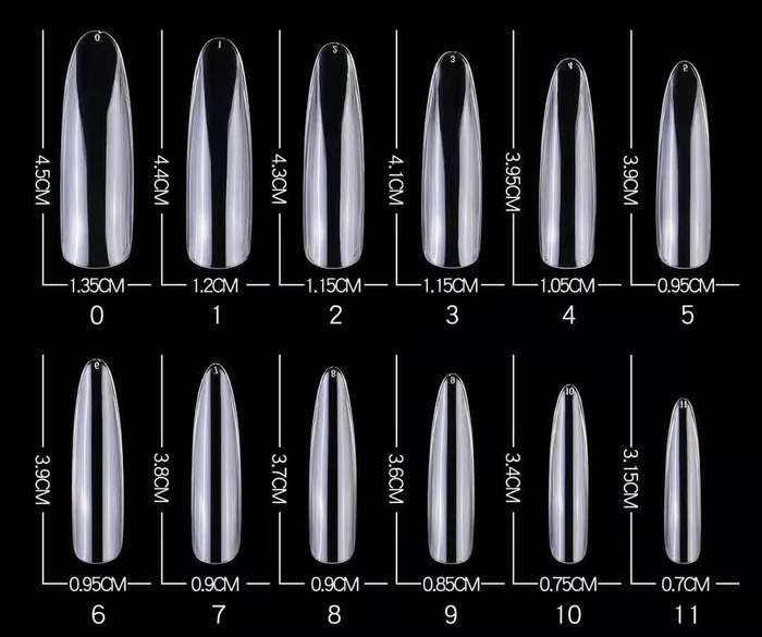 Almond - XL Long Full Cover / Press On Nail Tips - 120pcs - Box - Clear