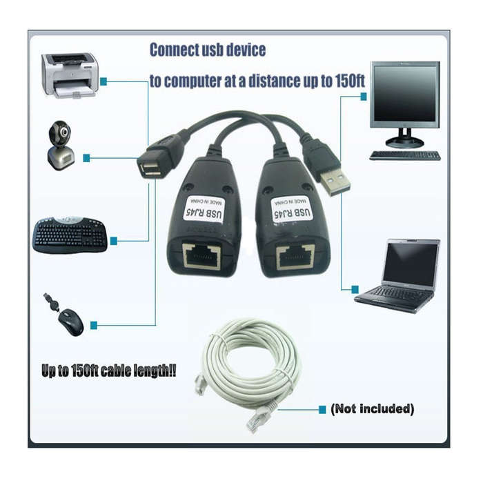USB RJ45 Extension Adapter (150 FEET)