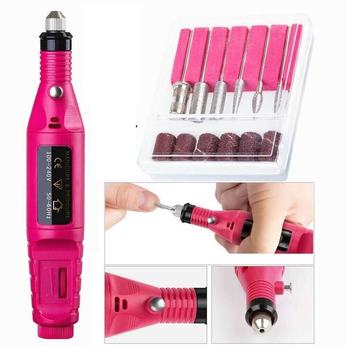 Variable Speed Rotary Nail Art Drill Carver - Pink