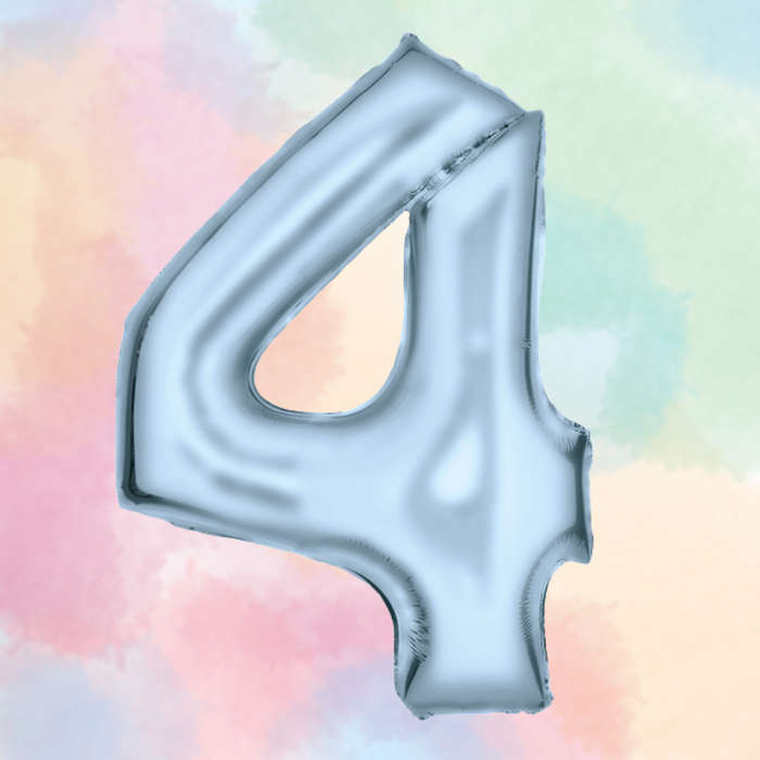 FOIL BALLOON  LARGE PASTEL BLUE FOUR 4
