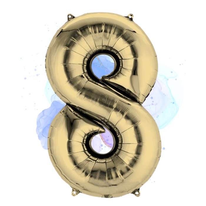 FOIL BALLOON  LARGE WHITE GOLD EIGHT 8