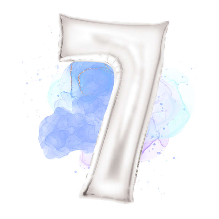 FOIL BALLOON  LARGE SILK WHITE SEVEN 7