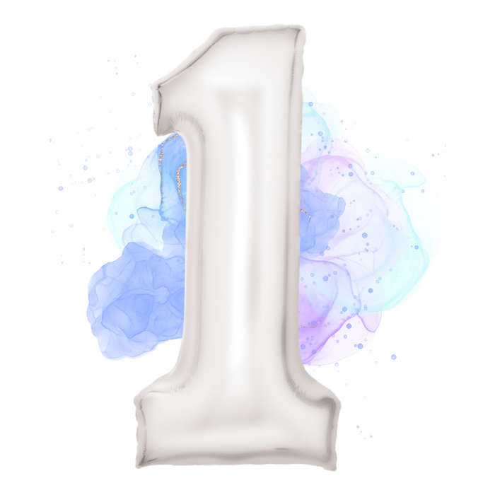 FOIL BALLOON  LARGE SILK WHITE ONE 1