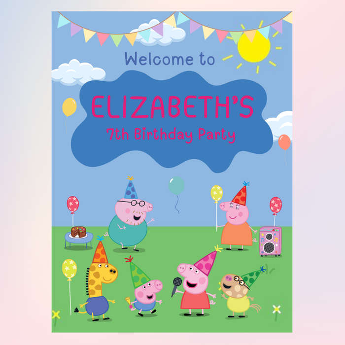 Welcome Board Peppa Pig Blue