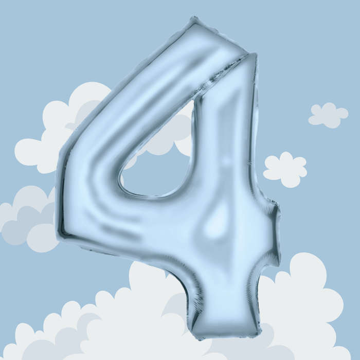 FOIL BALLOON  LARGE PASTEL BLUE FOUR 4