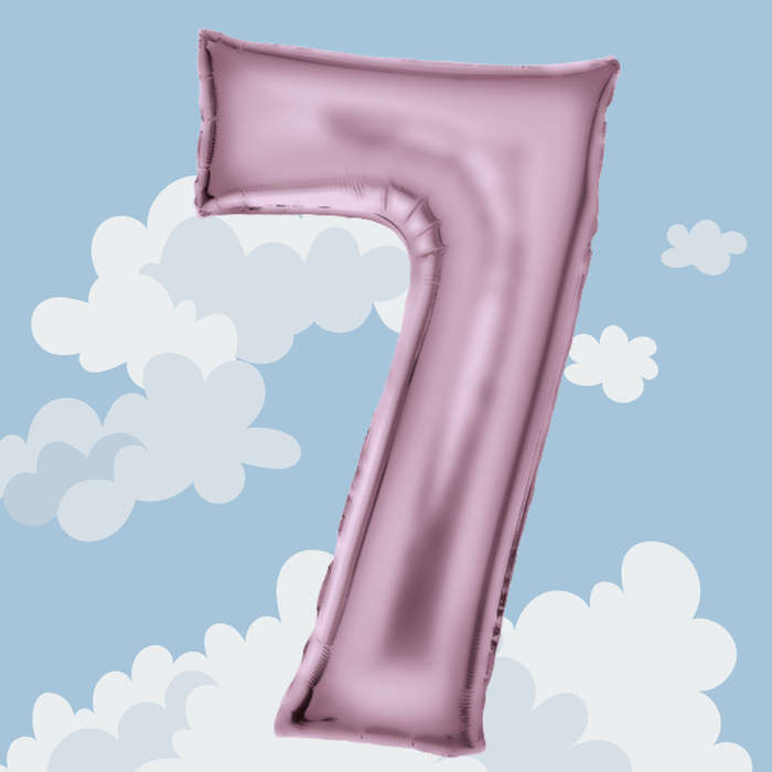 FOIL BALLOON  LARGE PASTEL PINK SEVEN 7