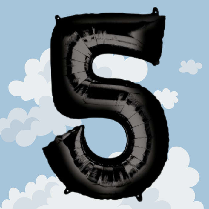 FOIL BALLOON  LARGE BLACK FIVE 5