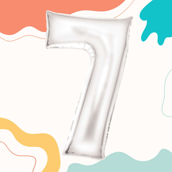 FOIL BALLOON  LARGE SILK WHITE SEVEN 7