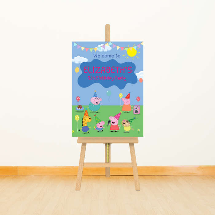 Welcome Board Peppa Pig Blue