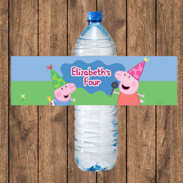 Peppa Pig Bottle Labels Muddy Puddles Blue
