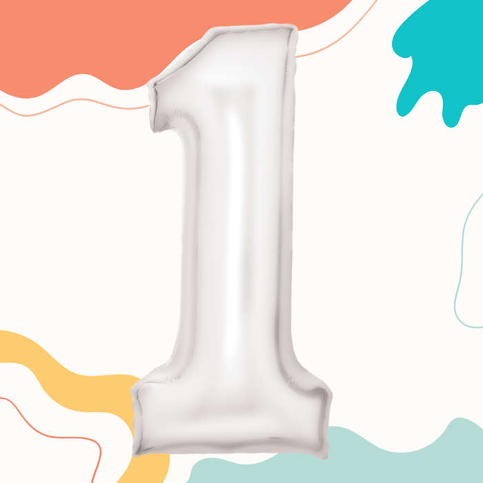 FOIL BALLOON  LARGE SILK WHITE ONE 1
