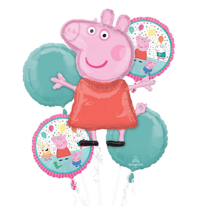 Peppa Pig Foil Balloon Bouquet - 5 Pieces
