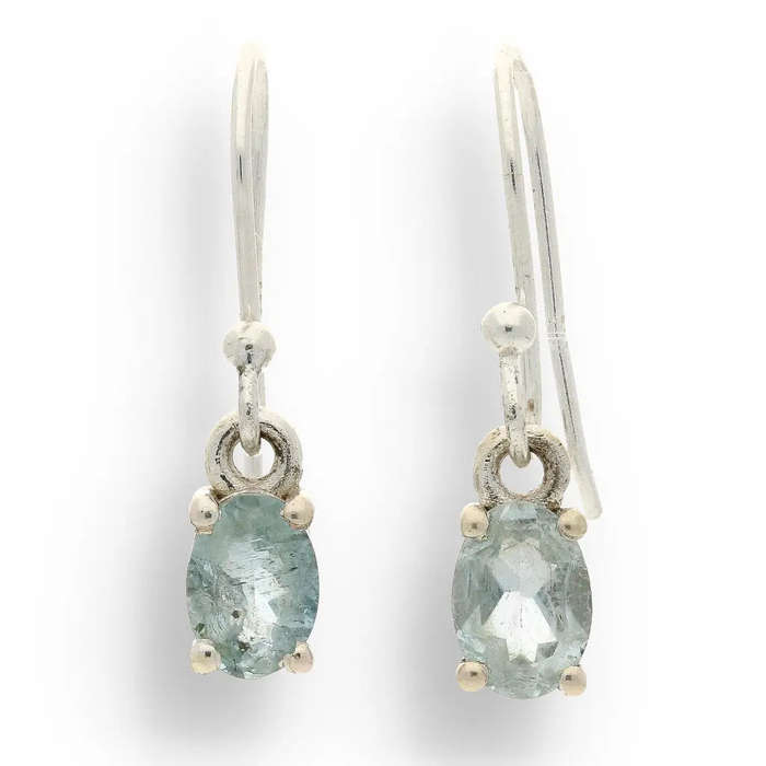 "Ocean's Courage" Sterling Silver Aquamarine Drop Earrings - March Birthstone