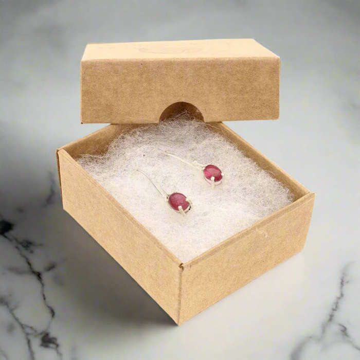 "Love's Whisper" Sterling Silver Pink Tourmaline Drop Earrings - October Birthstone