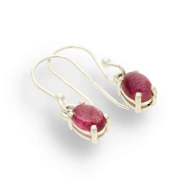 "Love's Whisper" Sterling Silver Pink Tourmaline Drop Earrings - October Birthstone
