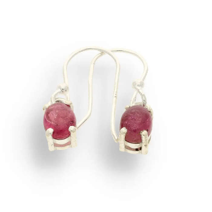 "Love's Whisper" Sterling Silver Pink Tourmaline Drop Earrings - October Birthstone