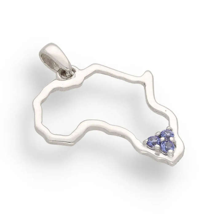Triple Tanzanite Africa Pendant - Sterling Silver Continental Necklace