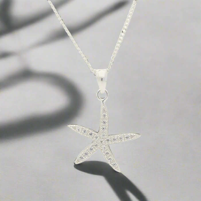Sparkling Starfish: Your New Go-To Sterling Silver & CZ Necklace!