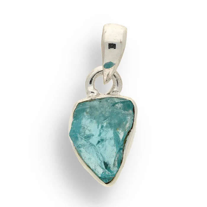 Clear Vision  Rough Blue Topaz Pendant