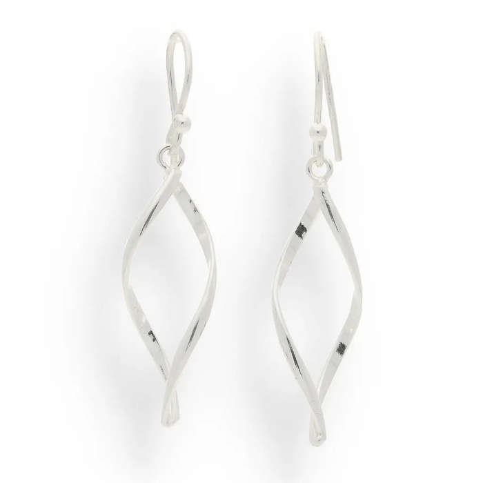 Sleek Swirl: Modern Sterling Silver Twist Drop Earrings!