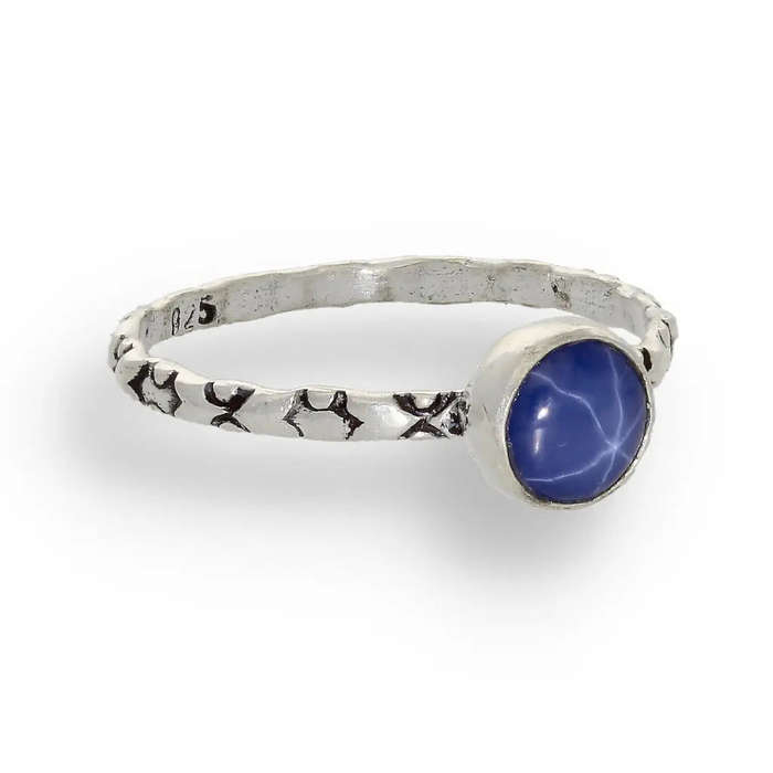 "Celestial Dreams" Sterling Silver Star Sapphire Stackable Ring - September Birthstone