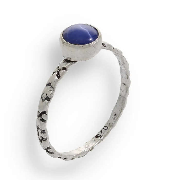 "Celestial Dreams" Sterling Silver Star Sapphire Stackable Ring - September Birthstone