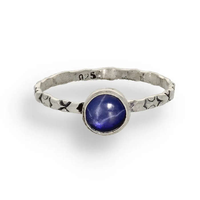 "Celestial Dreams" Sterling Silver Star Sapphire Stackable Ring - September Birthstone