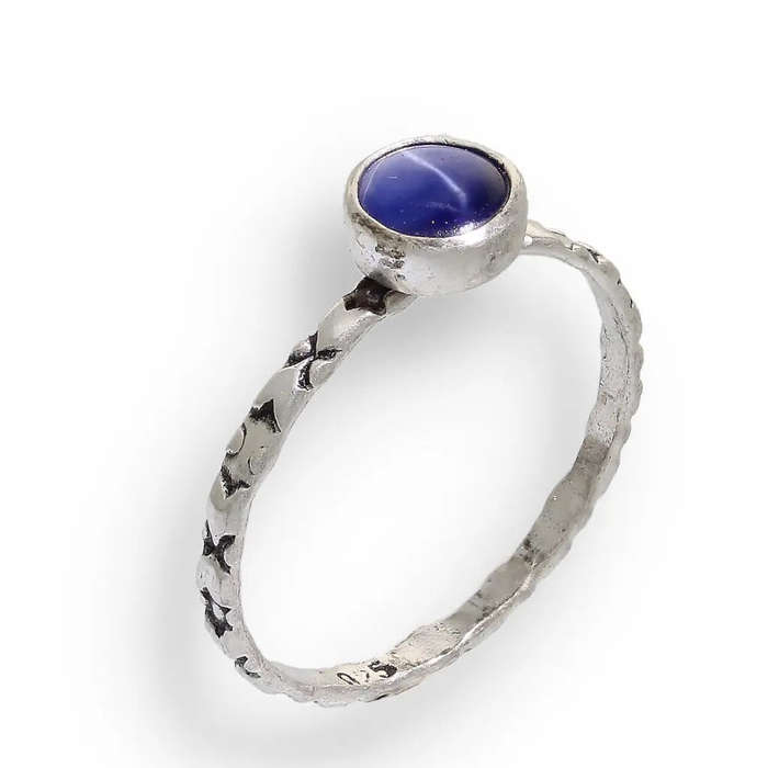 "Celestial Dreams" Sterling Silver Star Sapphire Stackable Ring - September Birthstone