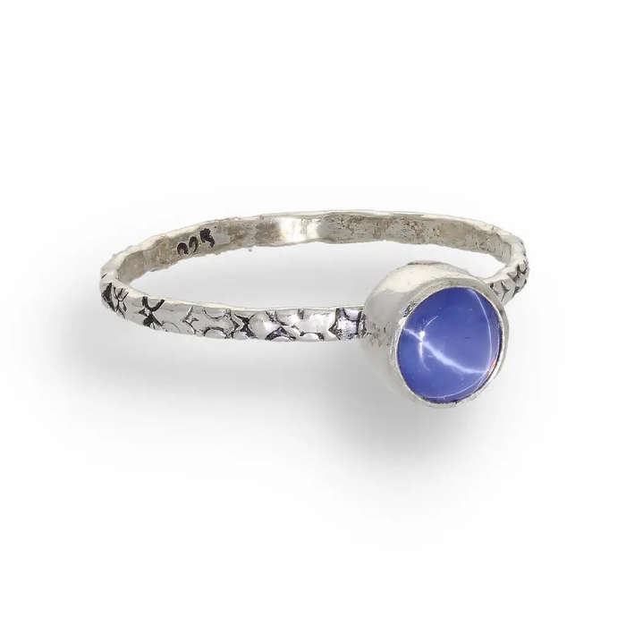 "Celestial Dreams" Sterling Silver Star Sapphire Stackable Ring - September Birthstone