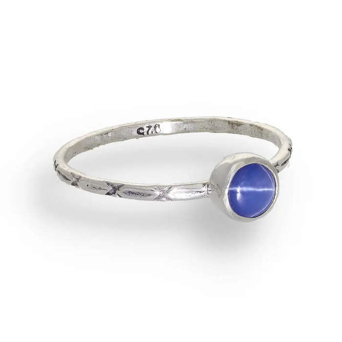 "Celestial Dreams" Sterling Silver Star Sapphire Stackable Ring - September Birthstone