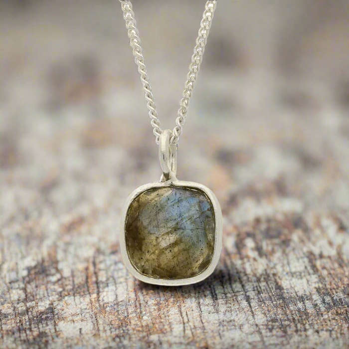 Magical Protection  Faceted Labradorite Cushion Necklace