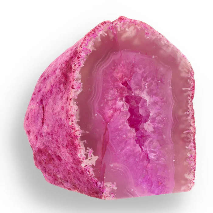 Vibrant Pink Agate Dyed Flat Base Geode
