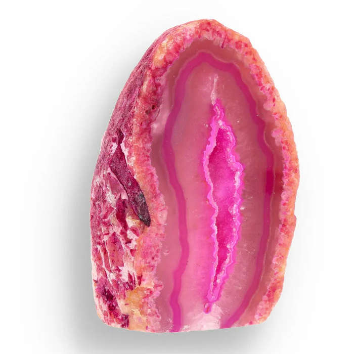 Agate Crystal Cave - Pink Dyed Polished Flat Base Geode