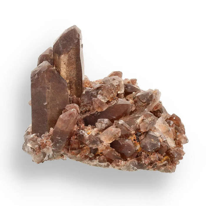 Smoky Quartz Crystal Cluster with Hematite Coloration