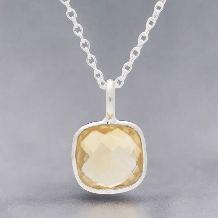 Joy & Abundance - Faceted Citrine Cushion Necklace