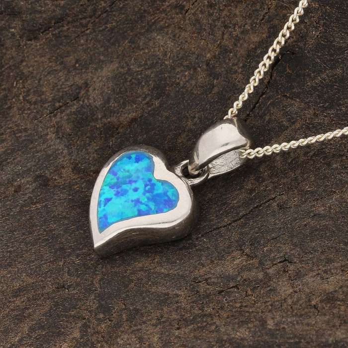 Cupid's Fire: Heart Synthetic Opal Necklace