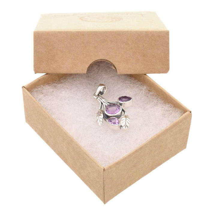 Leafy Charms - Amethyst Sterling Silver Pendant
