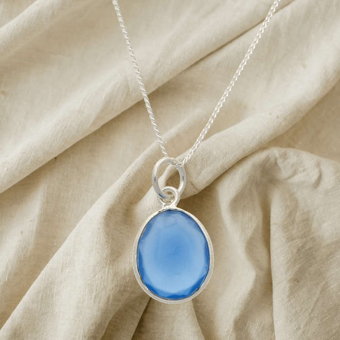 Radiant Reversible Blue Chalcedony Sterling Silver Necklace