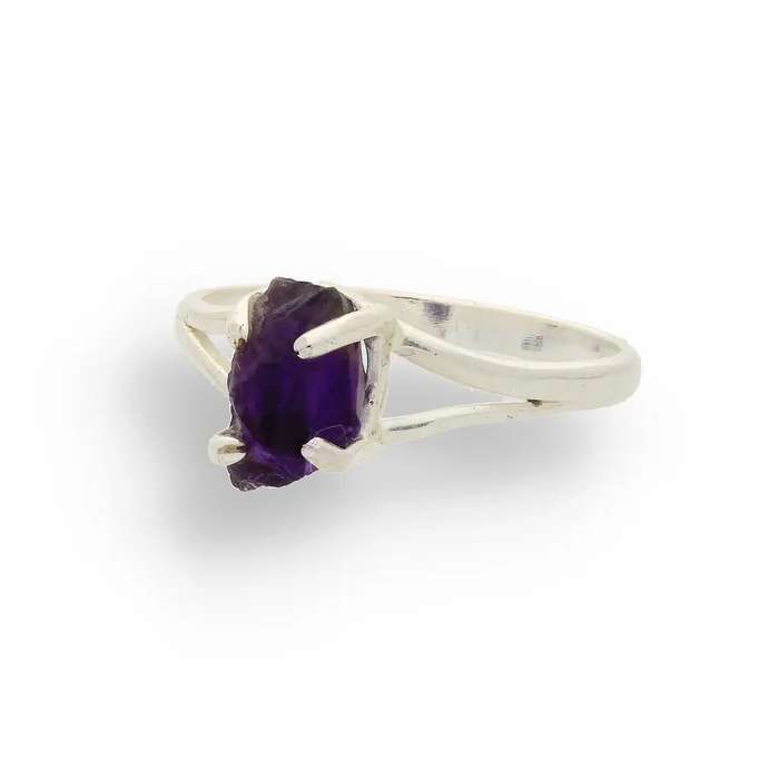 Rough Amethyst Sterling Silver Ring