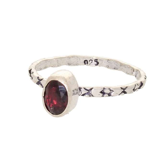 Stacks of Style: Red Garnet Oval Sterling Silver Stackable Ring