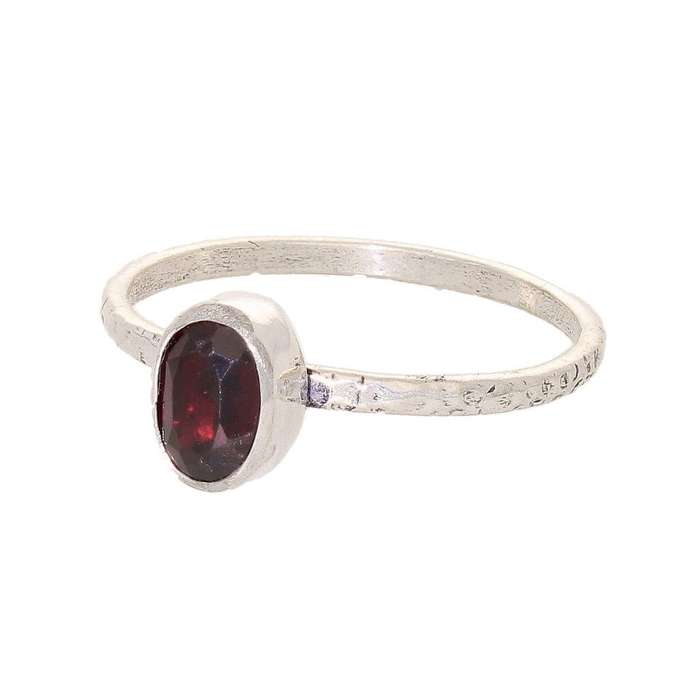 Stacks of Style: Red Garnet Oval Sterling Silver Stackable Ring
