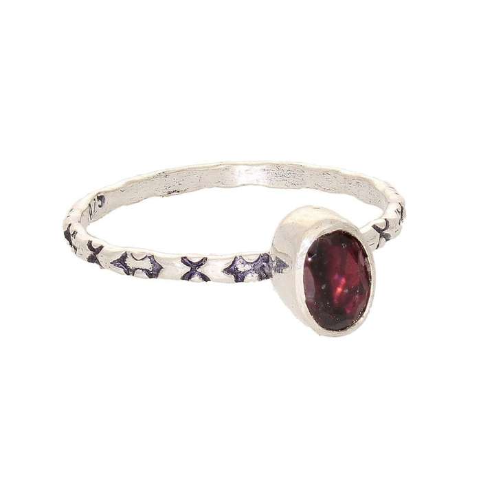 Stacks of Style: Red Garnet Oval Sterling Silver Stackable Ring