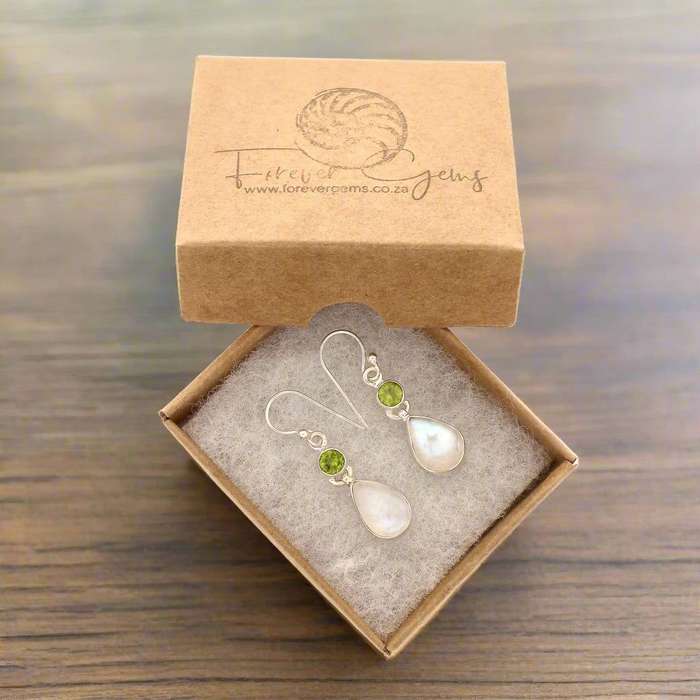 Twinkle and Shine: Rainbow Moonstone & Peridot Earrings